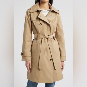 London Fog Missy Hooded Belted Trench Coat Small with liner